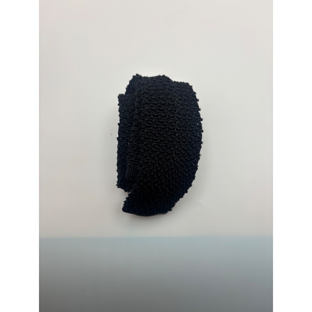 J.Crew Mens Black Knit Silk Square Bottom Tie Made in Italy